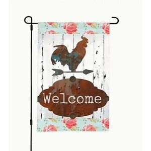 Garden Flag 12x18in Welcome Rooster Country Farmhouse NEW